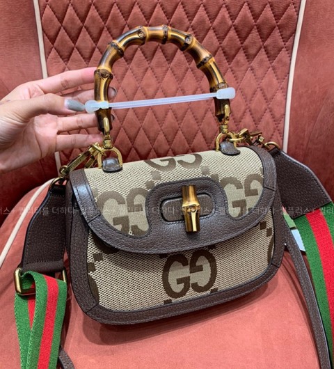 구찌 675797 점보 GG 뱀부 1947 탑 핸들백 스몰