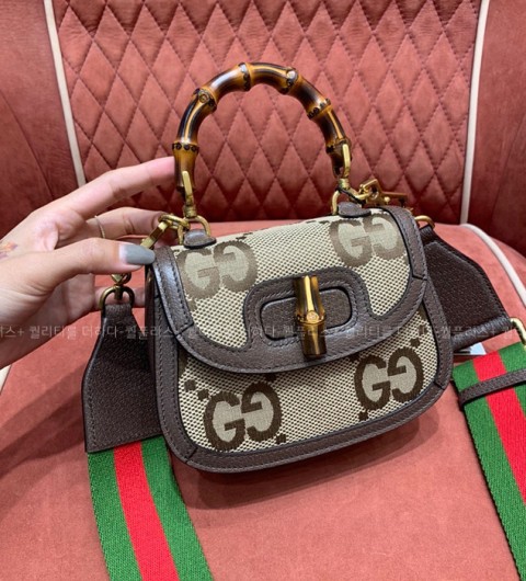 구찌 686864 점보 GG 뱀부 1947 탑 핸들백 미니