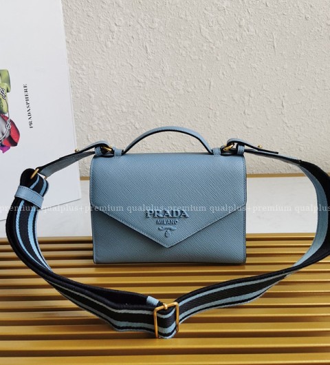 프라다 1BD317 모노크롬 사피아노 래더 숄더백