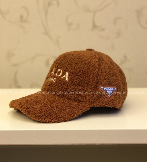 프라다 로고 울 볼캡 모자 남녀공용