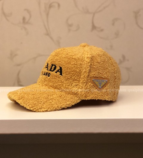 프라다 로고 울 볼캡 모자 남녀공용