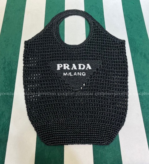 프라다 1BG424 라피아 크로셰 네트 토트백