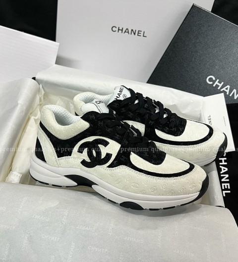 샤넬 패브릭 스웨이드 스니커즈 여성용