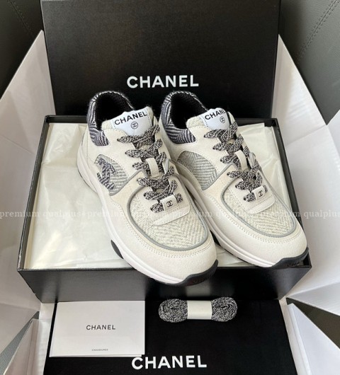 샤넬 패브릭 스웨이드 스니커즈 여성용