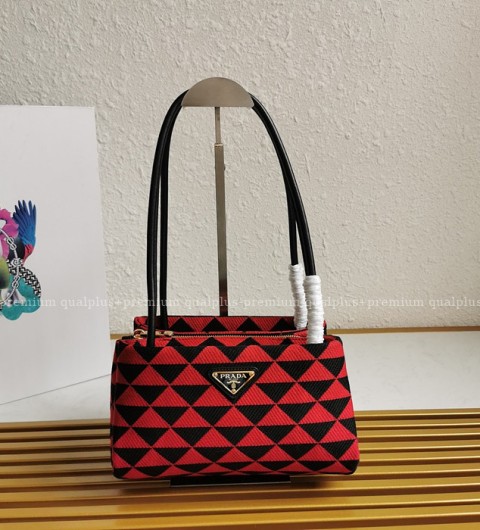 프라다 1BA368 심볼 로고 엠브로이드 탑 핸들백