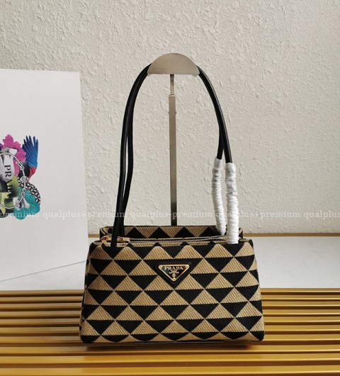 프라다 1BA368 심볼 로고 엠브로이드 탑 핸들백