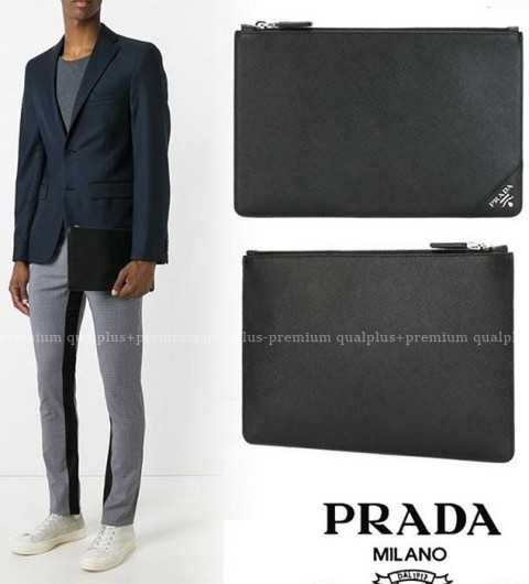 [국내배송] 프*다 PRA** 사피아노 메탈 클러치 남성용