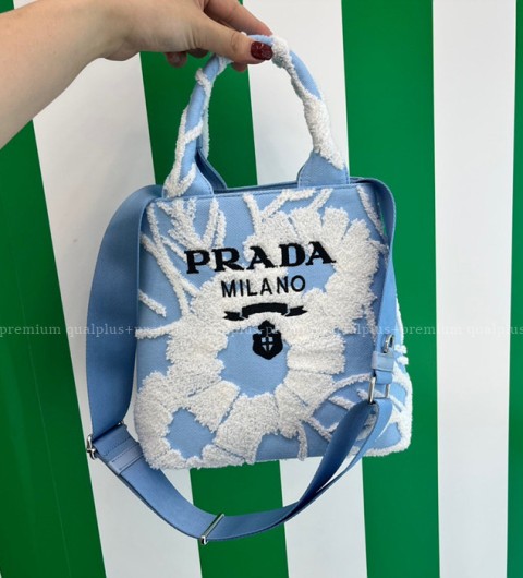 프라다 1BA343 자수 드릴 토트 탑핸들백