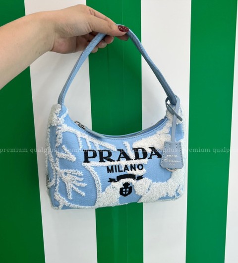프라다 1BG399 자수 드릴 테수토 호보백