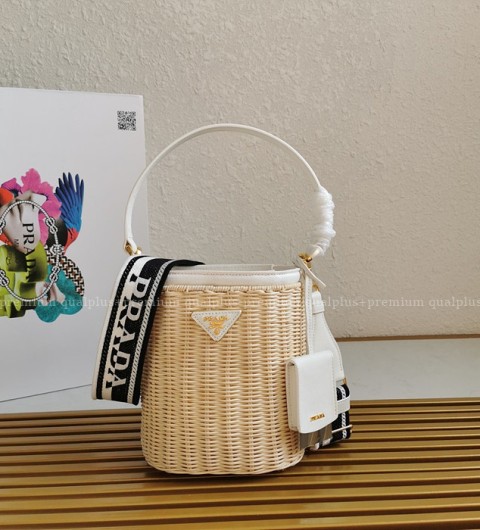 프라다 1BE062 위커 캔버스 버킷백