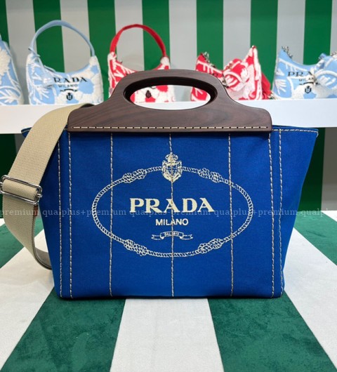 프라다 1BG350 카나파 우든 핸들 쇼퍼백