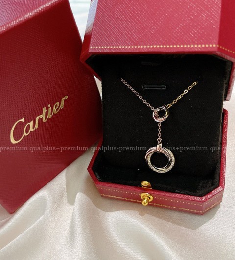 [국내배송] 까*띠에 트리니티 시리즈 3색 더블 링 태슬 목걸이