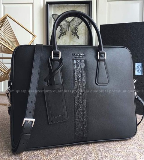 프라다 2VE368 리나일론 사피아노 로고 브리프케이스 서류가방