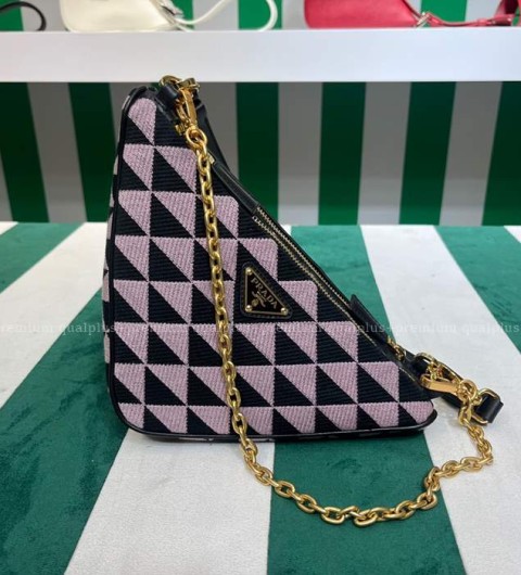 프라다 1BC176 트라이앵글 심볼 패브릭 숄더백