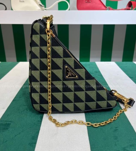 프라다 1BC176 트라이앵글 심볼 패브릭 숄더백