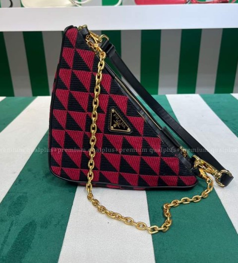 프라다 1BC176 트라이앵글 심볼 패브릭 숄더백