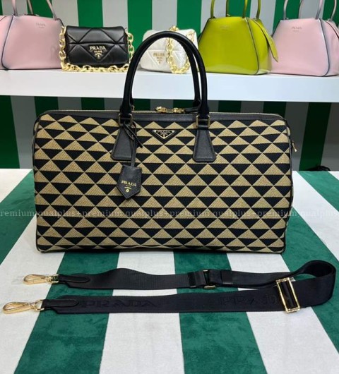 프라다 2VC034 심볼 자수 패브릭 트래블 보스턴백