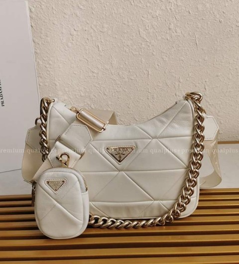 프라다 1BC151 패딩 패치워크 호보백