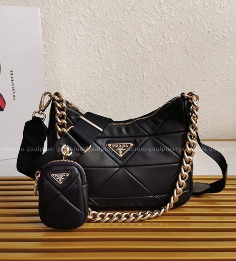 프라다 1BC151 패딩 패치워크 호보백