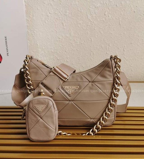 프라다 1BC151 패딩 패치워크 호보백