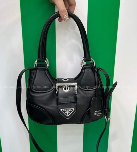 프라다 1BA381 문 리나일론 레더 버클 문 숄더백