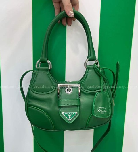 프라다 1BA381 문 리나일론 레더 버클 문 숄더백