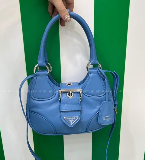프라다 1BA381 문 리나일론 레더 버클 문 숄더백