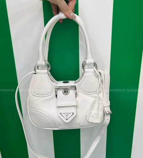 프라다 1BA381 문 리나일론 레더 버클 문 숄더백
