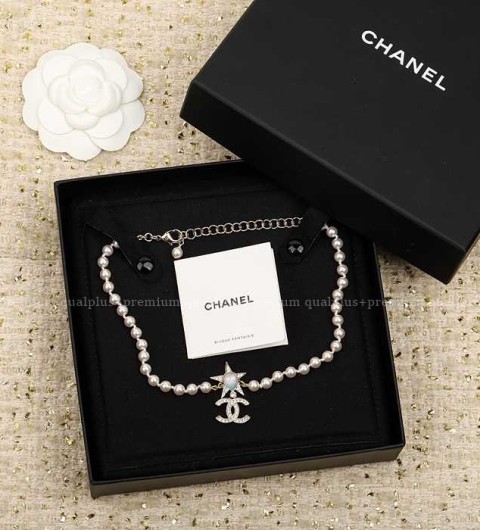 샤넬 CC 스타 진주 초커 목걸이 여성용