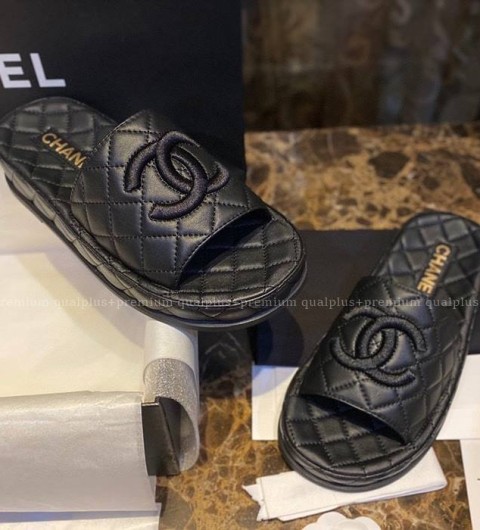 샤넬 CC 퀄팅 통굽 슬리퍼 여성용