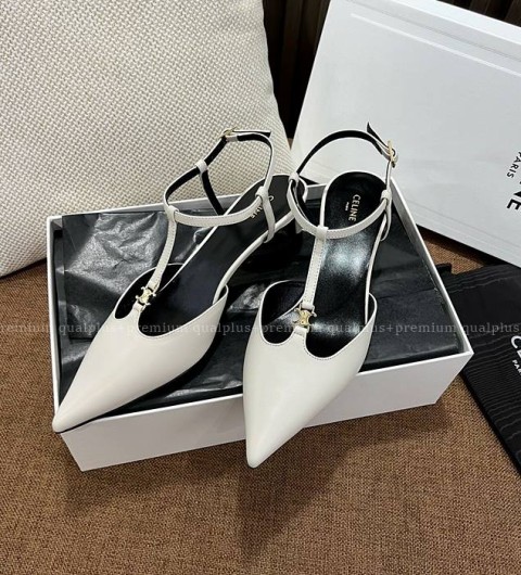 셀린느 트리오페 T 바 스트랩 키튼 슬링백 5cm 여성용