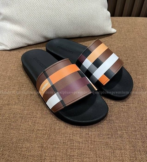 버버리 체크 코튼 슬라이드 슬리퍼 남녀공용