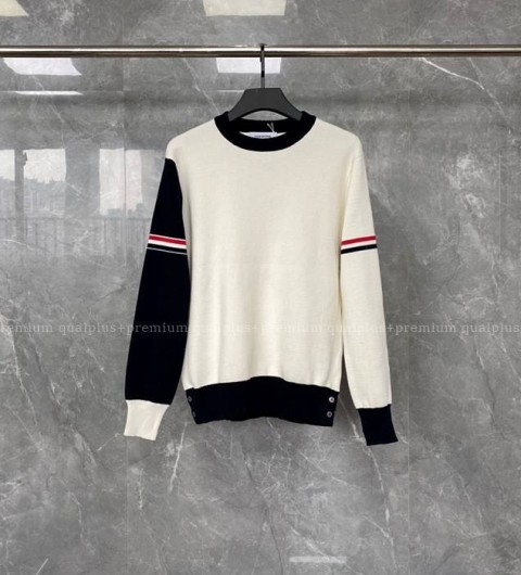 톰브라운 암 밴드 배색 니트