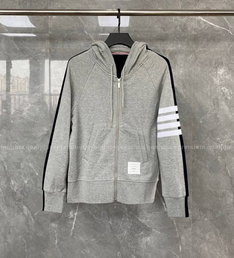 톰브라운 4-바 배색 후드집업 자켓