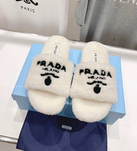 프라다 테리 패브릭 슬라이드 슬리퍼 여성용