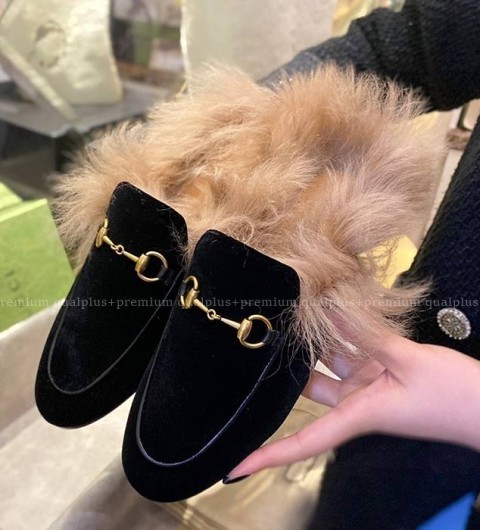 구찌 프린스타운 리에디션 스웨이드 슬리퍼 블로퍼 여성용