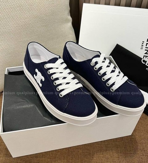 셀린느 트리오페 패치 제인 로우 레이스업 스니커즈 여성용