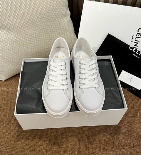 셀린느 트리오페 패치 제인 로우 레이스업 스니커즈 여성용