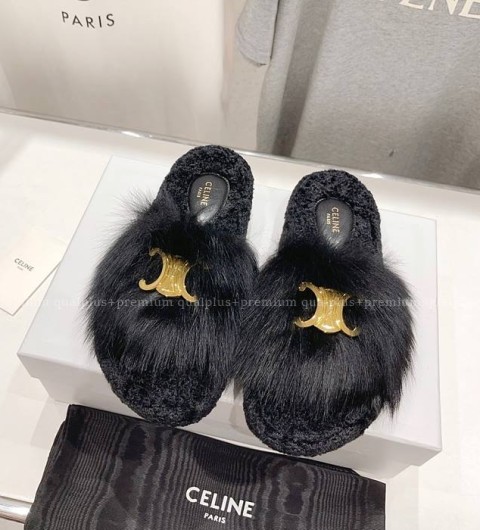 셀린느 트리오페 퍼 슬리퍼 여성용