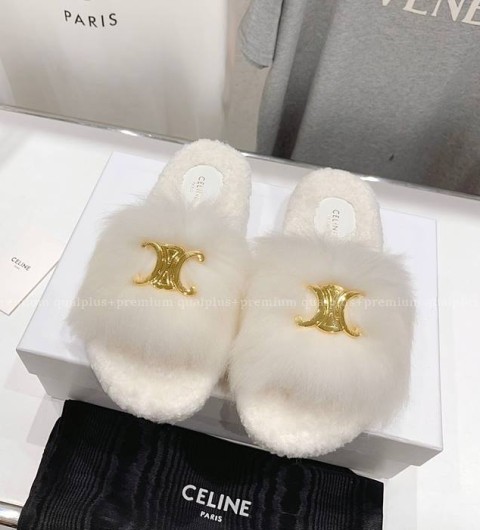 셀린느 트리오페 퍼 슬리퍼 여성용