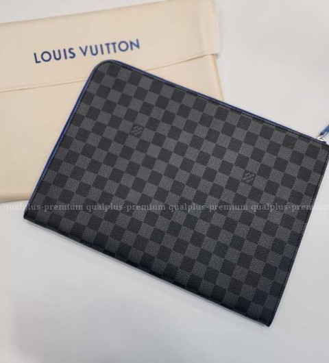 [국내배송] 루*비통 다미에 그라파이트 캔버스 블루 포쉐트 주르 GM 클러치