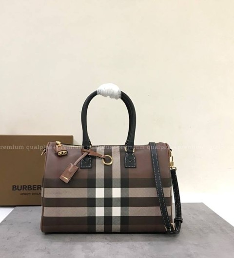 버버리 체크 볼링 탑핸들백 미듐