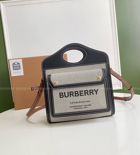 버버리 포켓 탑핸들백 미니