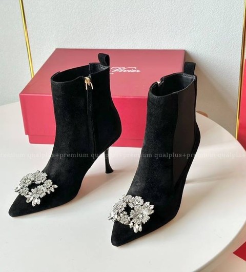 로저비비에 플라워 스트라스 버클 비브 인 더 시티 부츠 여성용 8.5cm