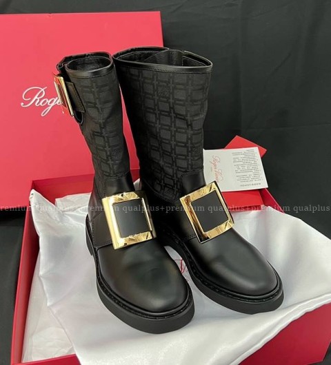 로저비비에 메탈 버클 바이커 부츠 여성용