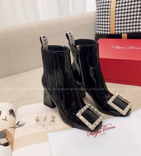 로저비비에 윌러 비브 스트라스 버클 첼시 부츠 9.5cm 여성용