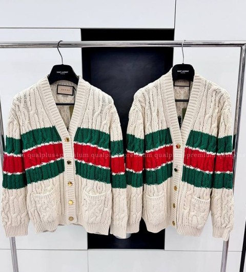 구찌 스트라이프 케이블 가디건