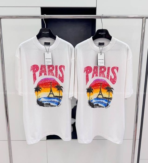 발렌시아가 페인팅 로고 반팔티셔츠