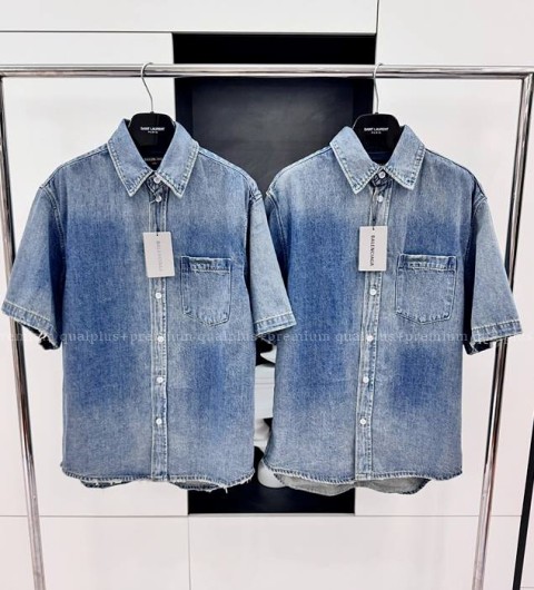 발렌시아가 데님 반팔 셔츠