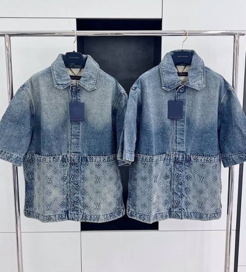 루이비통 쇼트 슬리브드 데님 워크웨어 반팔 셔츠
